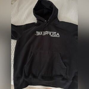 Supreme Black Hoodie with White Logo size M